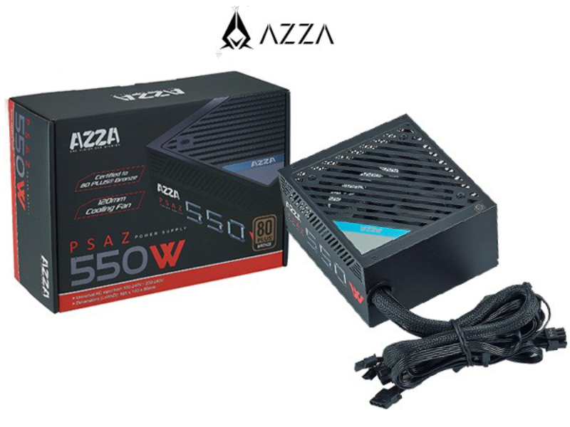 FUENTE AZZA 550W 80 PLUS BRONZE PSAZ-550W 120MM COOLING FAN